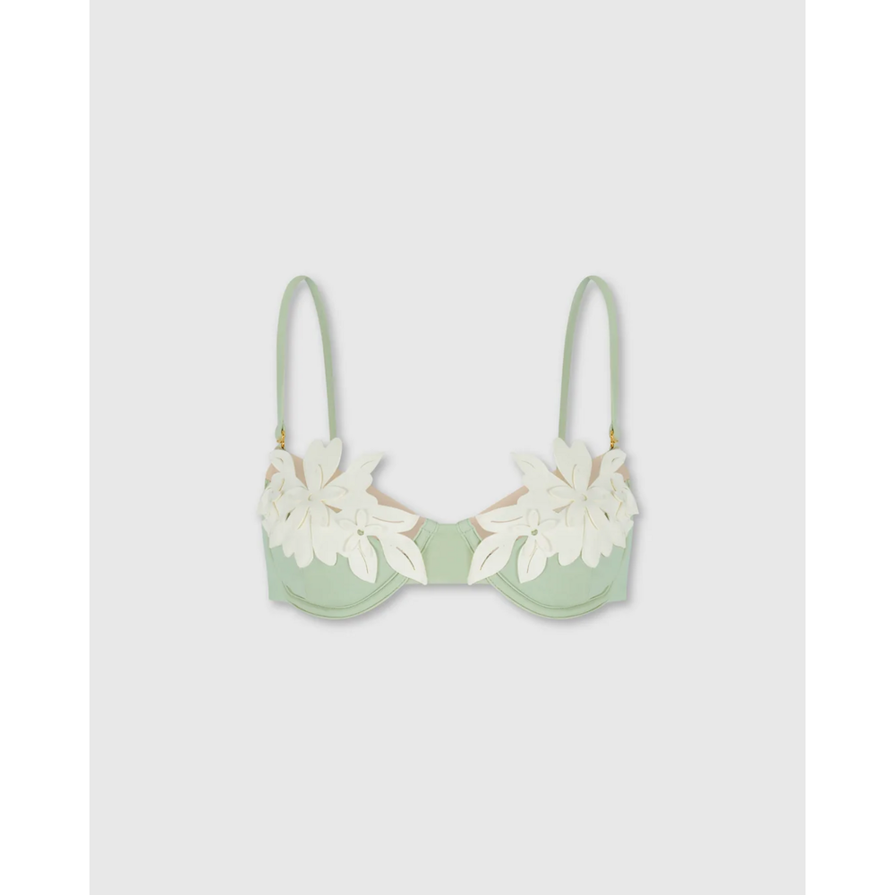 Bahia Maria Green Floral Applique Bikini Swimsuit Set - Picture 2 of 5